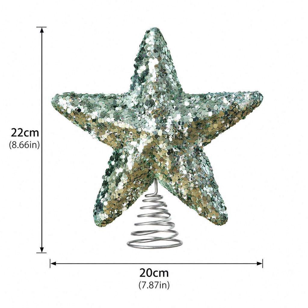 Green Foam Christmas Tree Topper Star with Sequin Accents for Holiday Tree Decoration