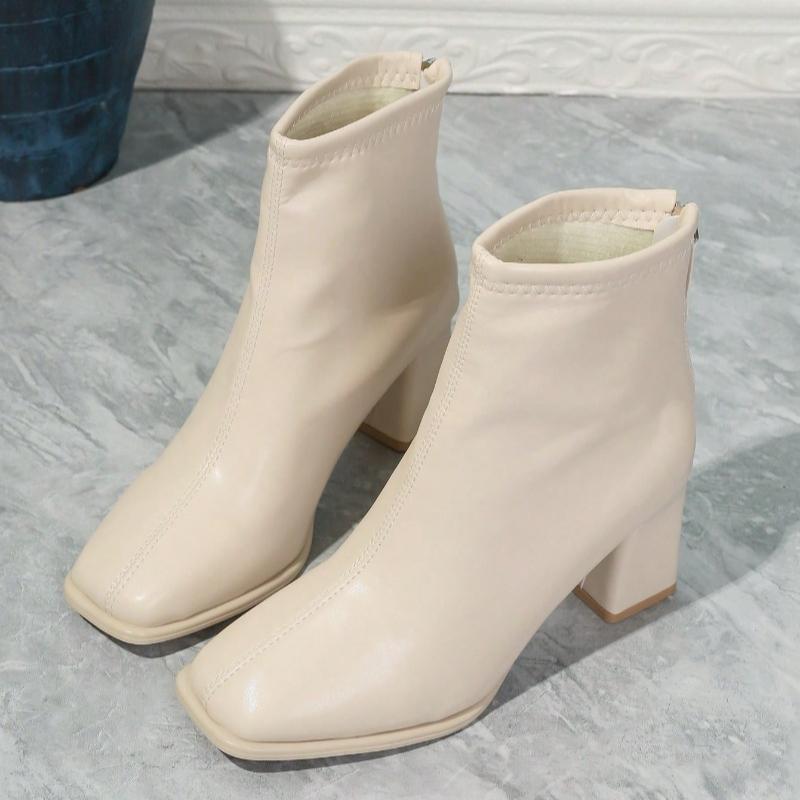 Fashion Women High Heels Short Boots Winter New Chunky Heeled Shoes 2025 Designer Chelsea Ankle Boots Classical Pumps Dress Zapatillas