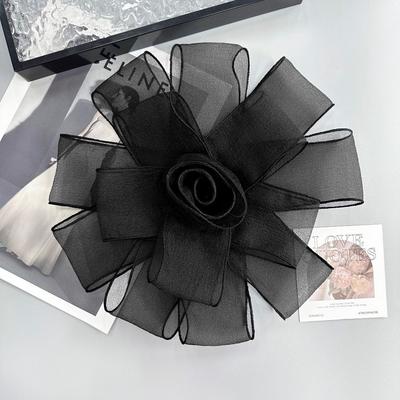 Exquisite Mesh Dress Cloth Patch Rose Flower Multi-Layer Large Flower Patch Dress Decorative DIY Flower Brooch