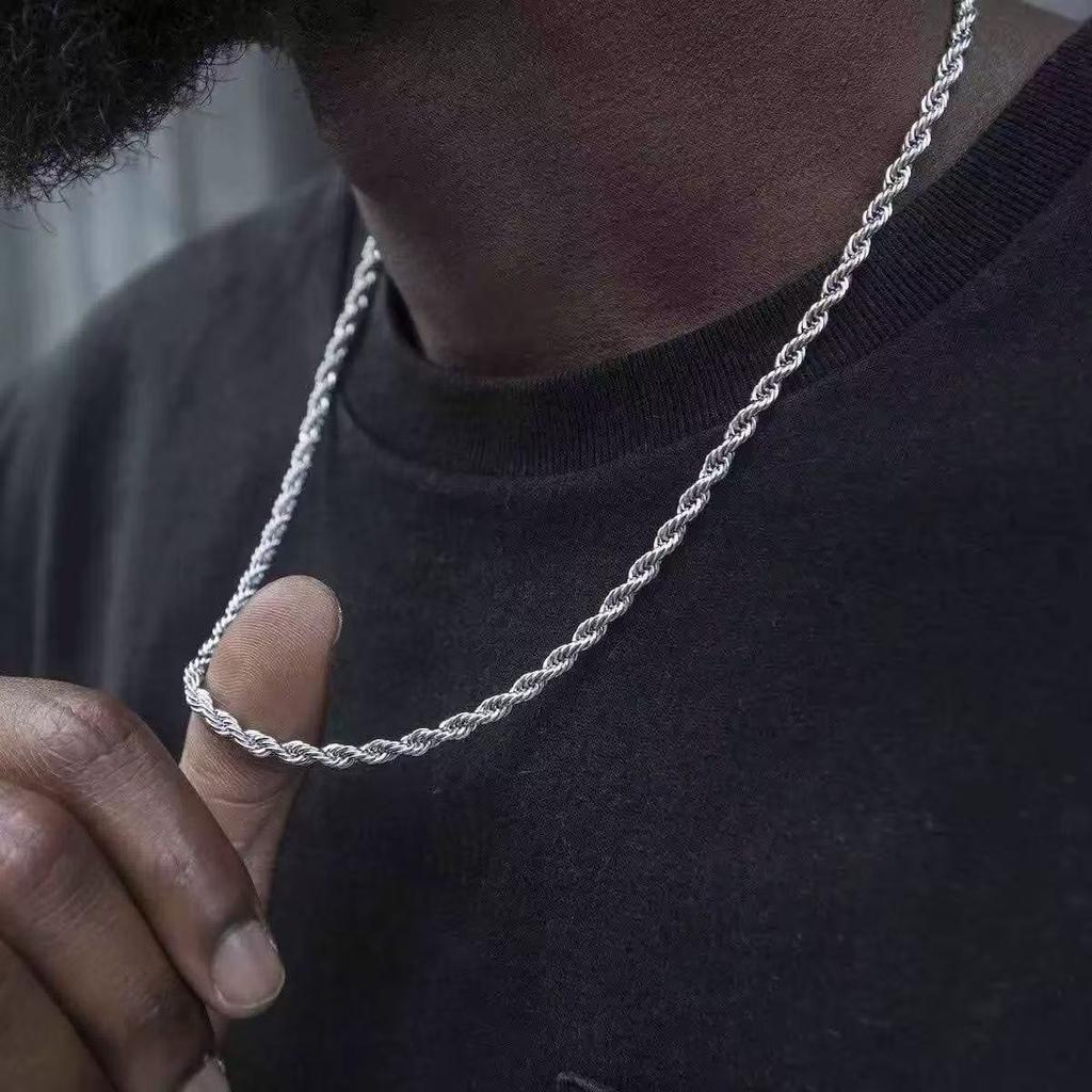 Premium Edelstahl Kordelgliederkette Halskette Hypoallergenes Minimalistisches Choker für Damen & Herren Tägliche Tragekette für Mann
