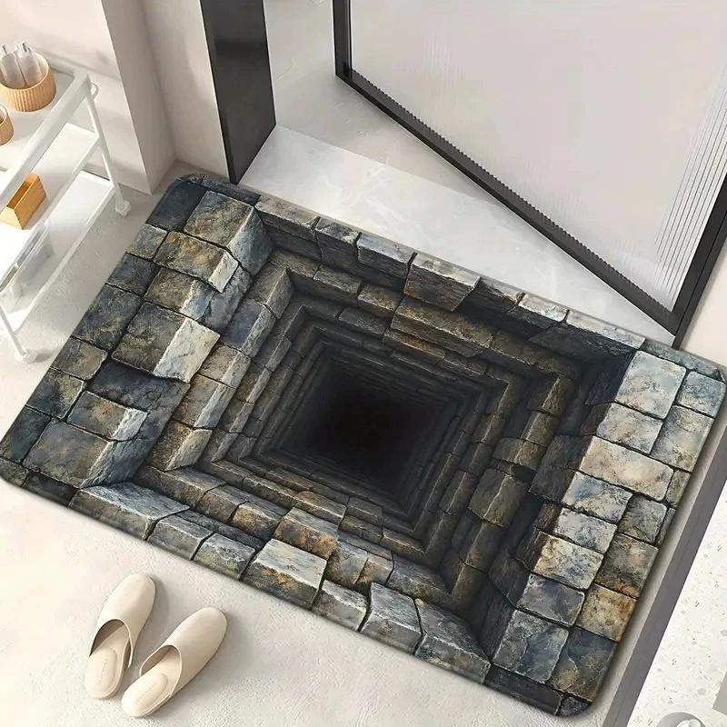 

VIKAMA3D Visual Illusion Trap Carpet Entryway Hallway Non-slip Floor Mat Bathroom Toilet Mat Home Decoration 40x60cm