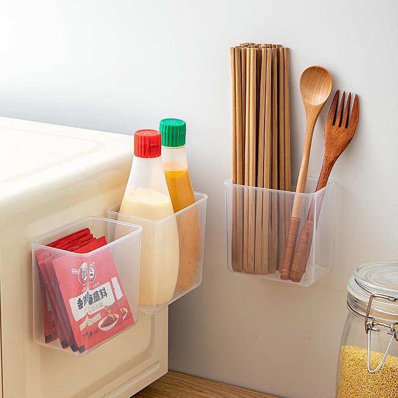 Transparent Multi-functional Wall-mounted Storage Box for Kitchen, Bathroom, or Desktop