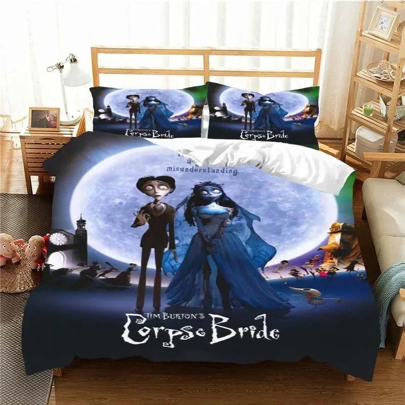 Love Animated Film Corpse Bride Bedding Set Single/Twin King Duvet Cover Home Bedroom Decor Bedspread Pillow Cover