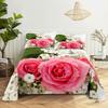 Set Lenzuola Rosa con Rose Stampa 3D Fiori Coperta Piana Morbida Per Donne Bambini Ragazze King Queen Full Twin Size Lino Decorazione Stanza