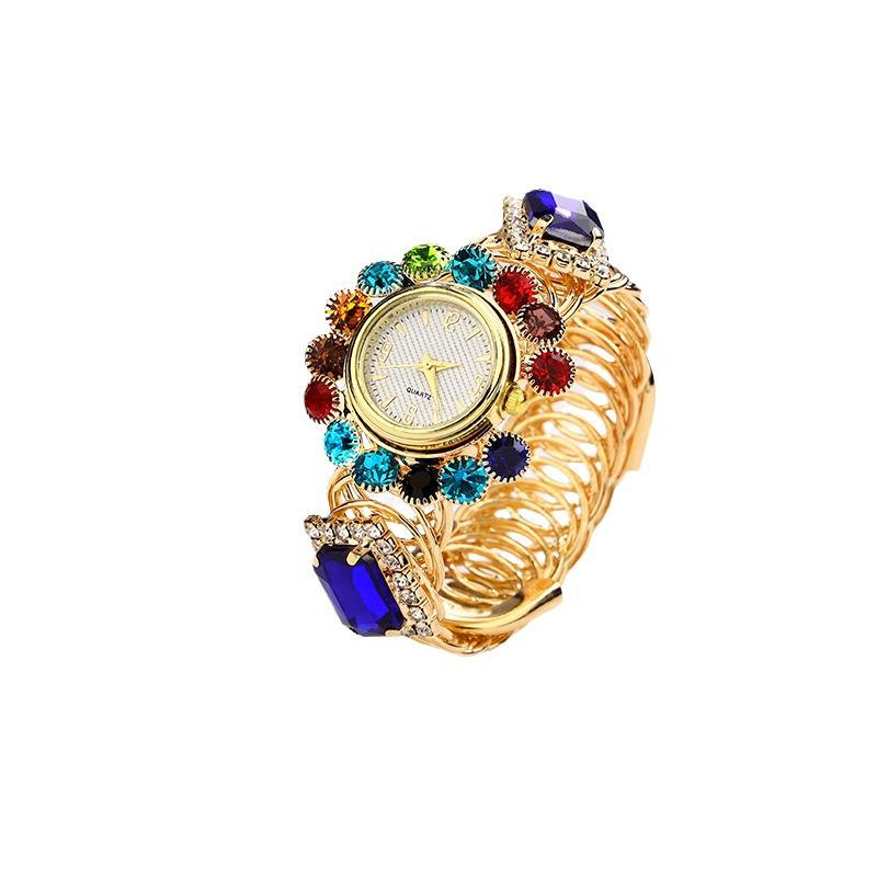 Cross Blue Sapphire Women's Diamond-Inlaid Quartz Watch with Elegant Alloy Bracelet
