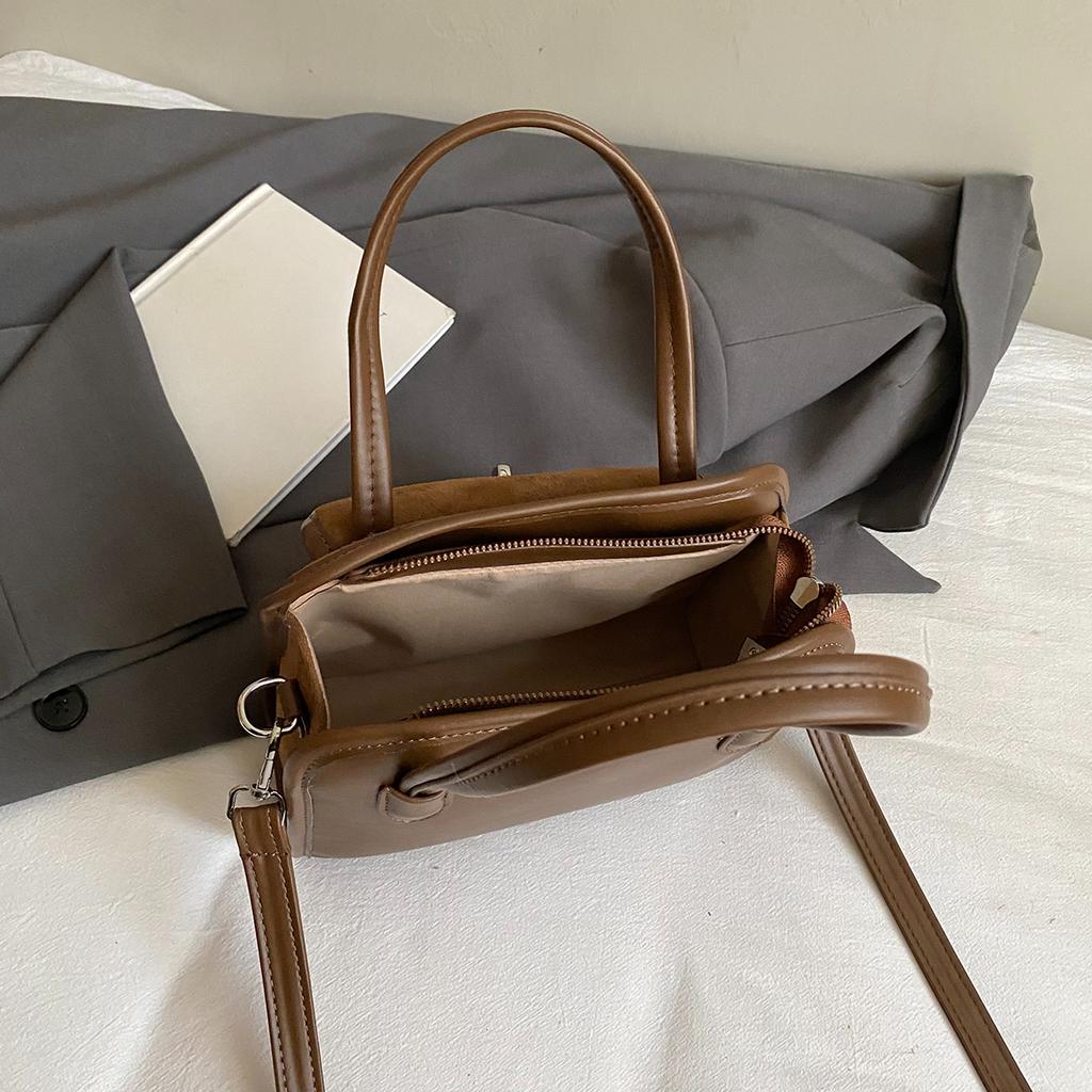 Women'S Mini Suede Shopper Shoulder Bag 2025 Winter Luxury Design Retro Handbags For Women Solid Color Shopping Tote Bags