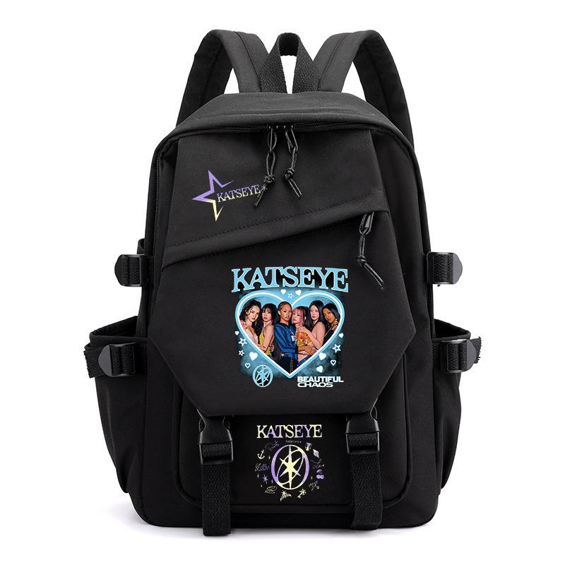 KATSEYE Backpack for School Students Canvas Bookbag Lightweight Water-Resistant Daily Commuter Bag Large Capacity 601123-19