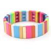 Geometric Enamel Bracelet With Rainbow Beads Multi-Layer Stackable Alloy Bangle Couples Unisex Jewelry