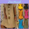 Stylish Summer Women's Short Sleeves V-neck Tunic Midi Dress For Plus Size Fashion