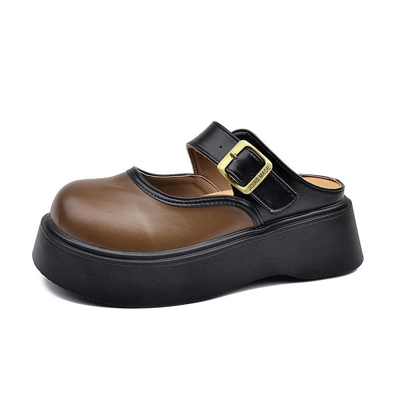 Thick-soled bag head half slippers women's 2025 new outer wear spring versatile foreign style design sense fashion one-pedal women's shoes