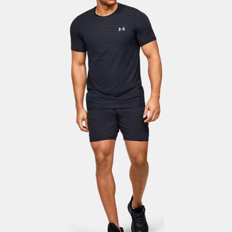 Under Armour Solid Color Round Neck Slim Fit Straight T-Shirt Men Tops Black 1351450-001