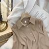 HI-FASHION Chiffon Blouse Women's White Long Sleeve Lapel Tops Spring Korean Shirt Solid Color Loose Shirt Women Plus Size