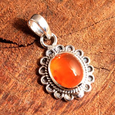 Natural Carnelian Gemstone Women Pendant 100% 925 Sterling Silver Handmade Fine Jewelry