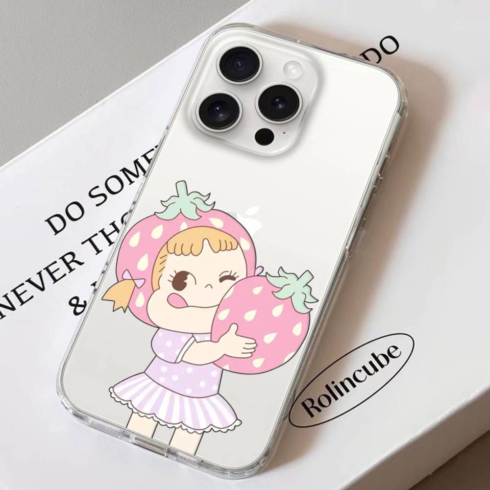 Fujiya Milky Peko Chan Phone Case For IPhone 17 16 15 11 14 12 13 16 Pro Max X XR XS Max Plus Clear Soft Cover