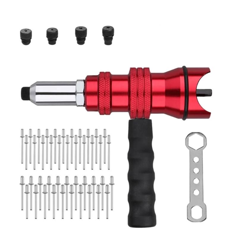 

Rivet Guns Adapter Drill to Rivet Converter Kit with 100pcs Rivets for Various Projects HVAC Repair Metal Fabrication 1