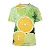 Summer Round Neck 3D Fruit Lemon Pattern Print Top Fashionable Casual Short Sleeved Men's and Women's Unisex T-shirts
