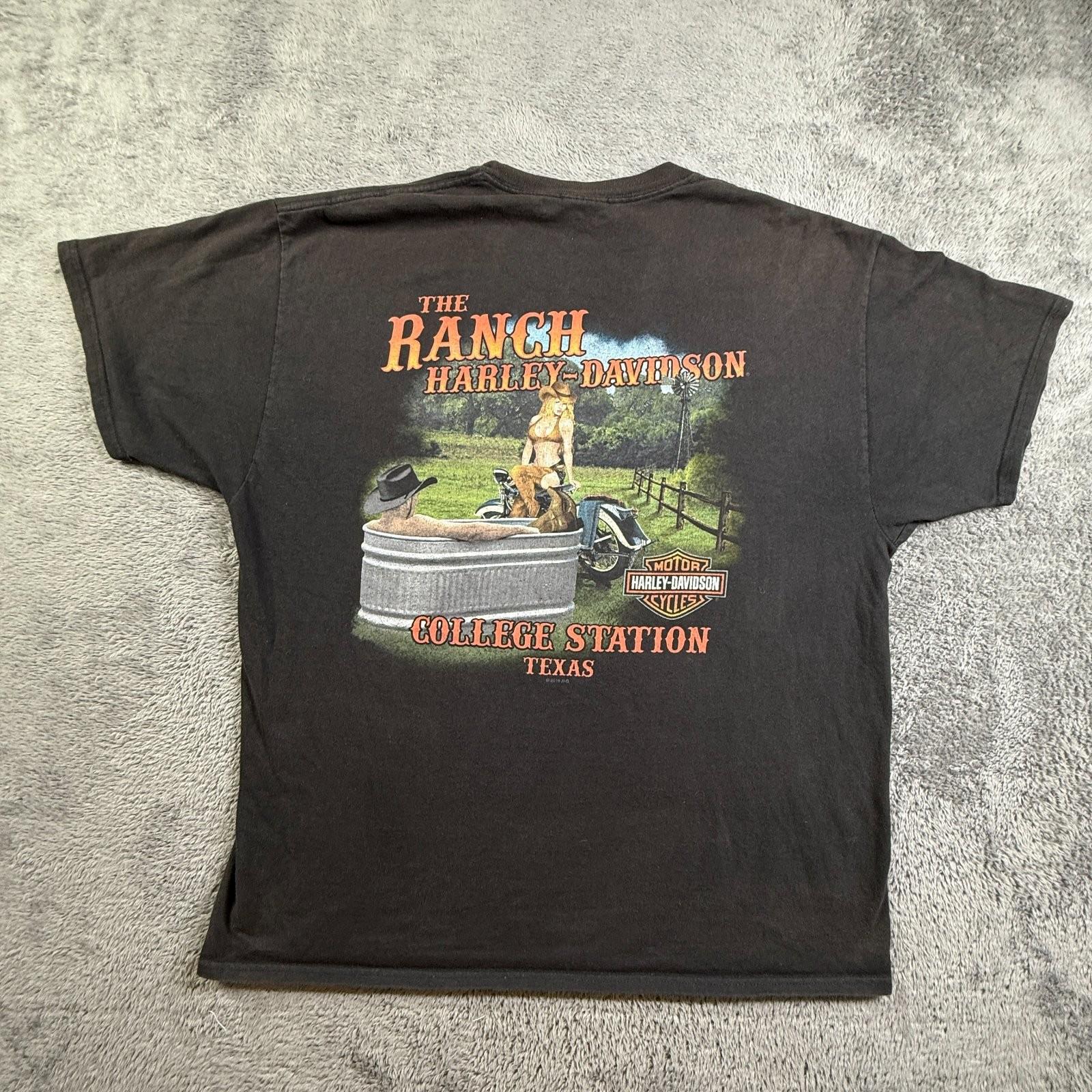 Harley Davidson Mens XL Black Graphic Tee The Ranch College Station TX Clown Unisex T-Shirt L