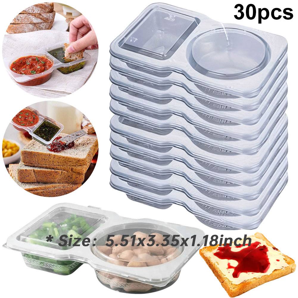 Double Compartment Transparent Dressing Containers with Lids Stackable Storage Snack Containers Reusable for Home School