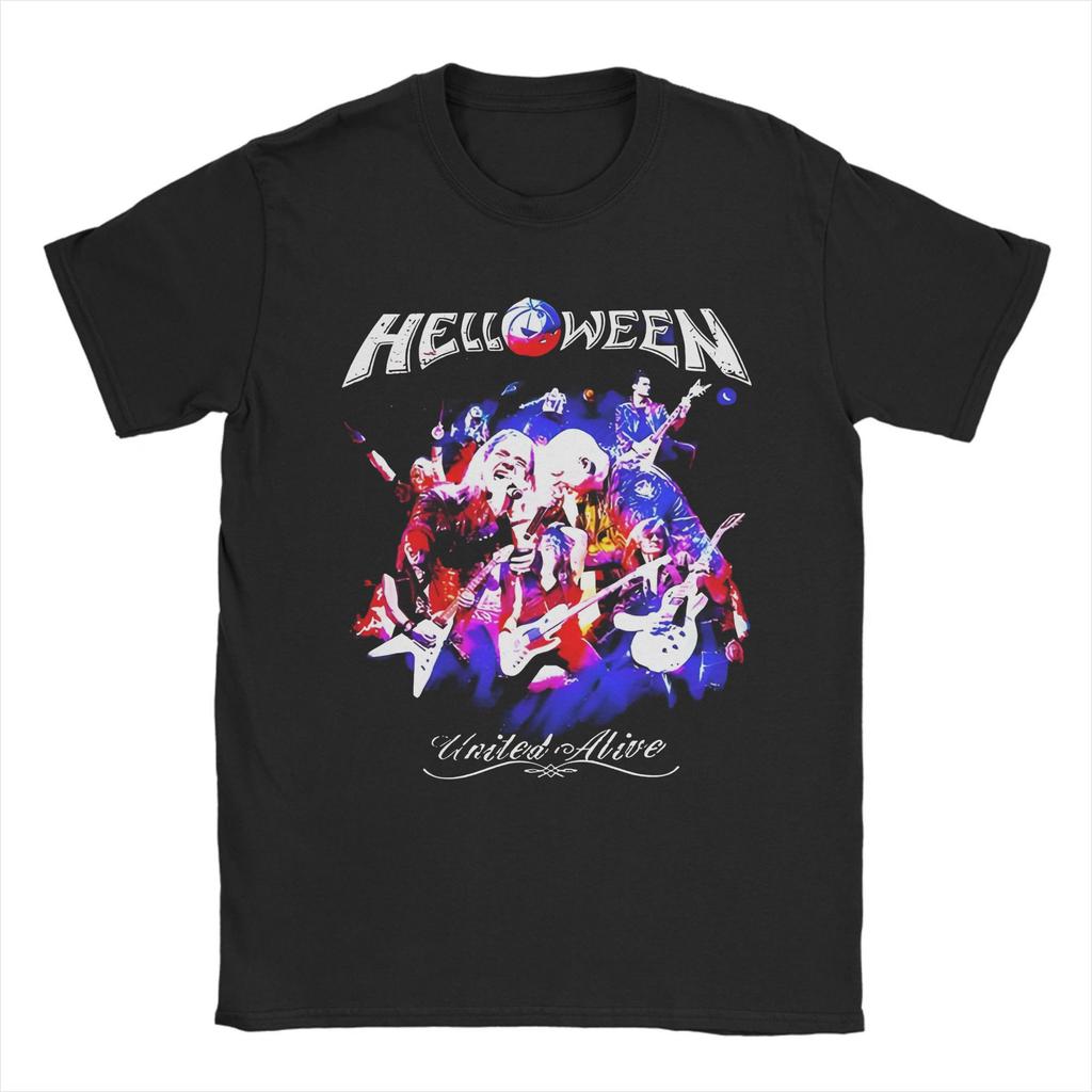 Men T-Shirts Heavy Metal Helloween Band Funny Cotton Tees Short Sleeve German Power Rock T Shirts Round Neck Clothes Summer