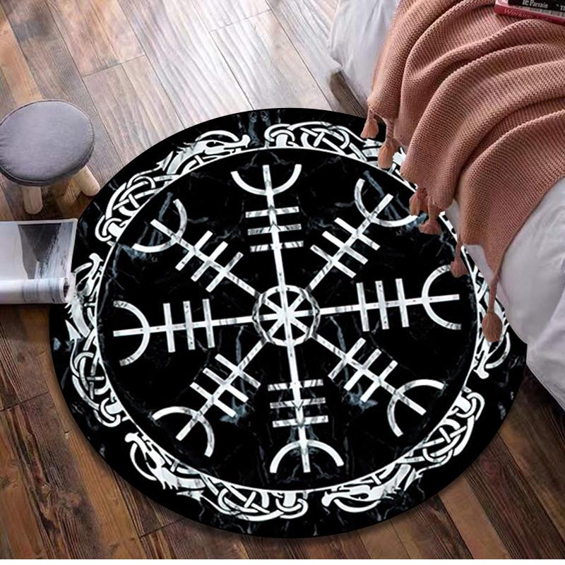 Valknut Celtic Knot Circular Rug Office Decorative Carpet For Living Room Bedroom Door Mat Floor Rug Computer Chair Area Rug