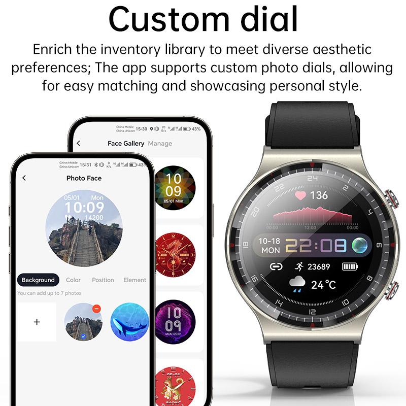 2025 Nový vylepšený 1,43palcový Amoled HD chytré hodinky Tepová frekvence Krevní tlak EKG+HRV Monitorování zdraví Sportovní Fitness Chytré hodinky