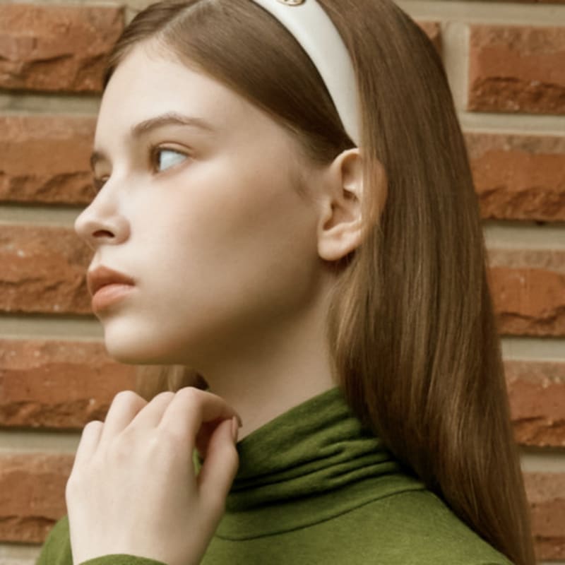 ANOETIC VOLUME LEATHER HAIRBAND_BEIGE