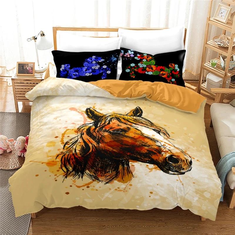 New Animal Horse 3d Bedding Set Printed Duvet Cover Set with Pillowcase Twin Full Queen King Size Bedclothes Drop Shipping
