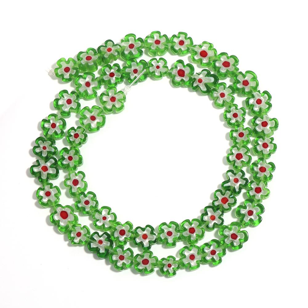 1 Strand Colorful Thousand Flower Lampwork Beads Flat Plum Blossom Loose Beads DIY Handmade Crafts Bracelet Jewelry Accessories