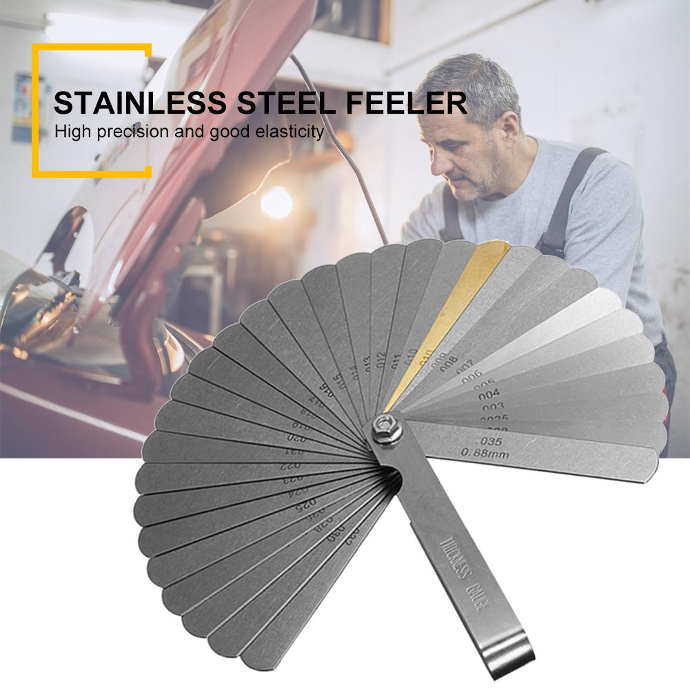 Stainless Steel Feeler Gauge Metric Imperial 0.04-0.88mm Thickness Scale 32 Blades Combination Measuring Instruments