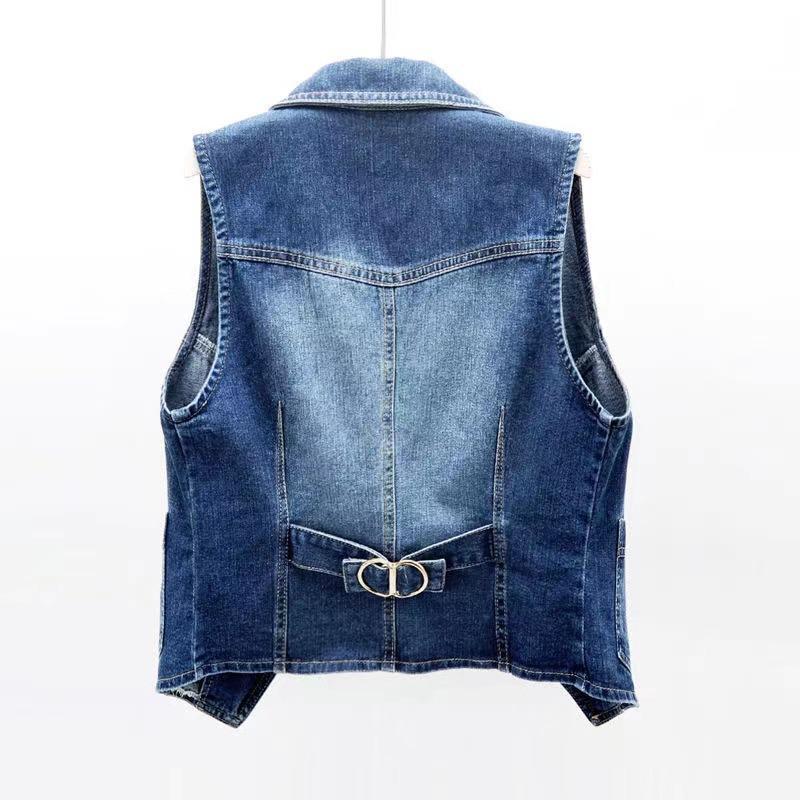 Versatile Slim Fit Sleeveless Denim Vest For Women's Outerwear