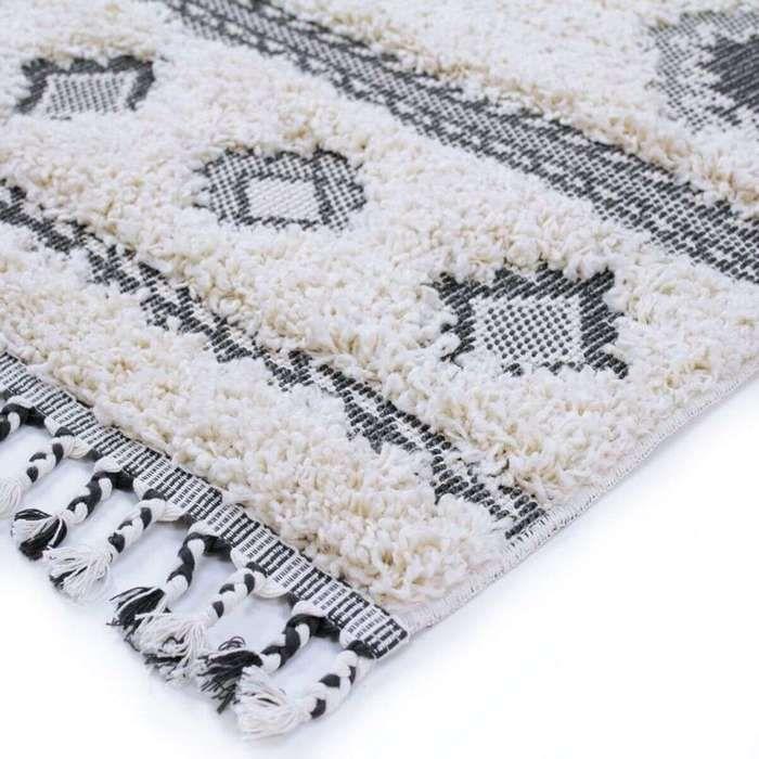 Tapis salon à reliefs losanges crème 160x230