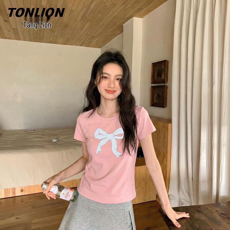 

TonLion Women s Slim-Fit Bow-Knot Short Sleeve T-Shirt L
