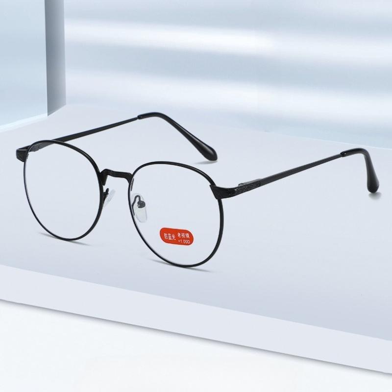 Unisex Übergroße Runde Mode Lesebrille Ultraleichte Metallrahmen HD Blaulichtblockierend Augenschutz Alterssichtigkeit Brille