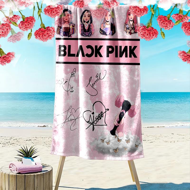 Blackpink Heartbeat Glow Beach Towel Beach Towel for Vacation Photos Portable for Travel Outdoor Pool Towel Absorbent Bath Towel Swim