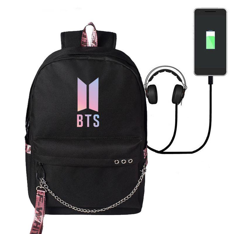 Bangtan Kpop Bts Boy USB Rucksack Lässige Schultasche Laptoptasche Reiserucksack