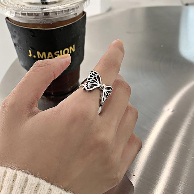 

925 Sterling Silver Party Rings New Fashion Creative Hollow Butterfly Wings Wedding Bride Jewelry Gifts for Women білий
