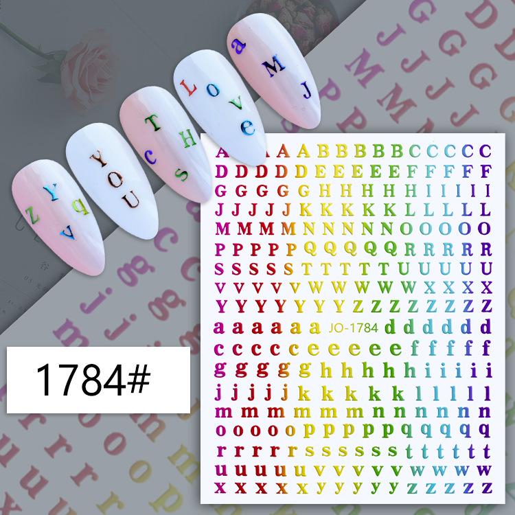 Nail Art 3D Laser Black & White Alphabet Stickers - 26 Uppercase & Lowercase Letters