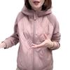 Women's Puffer Jacket Lightweight Zip Up Long Sleeve Hooded Jacket Patchwork Quilted Down Coat Winter Warm Outerwear