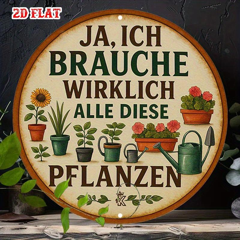 D Flat D Flat pc Sunflower Aluminum Metal Sign Watering Can Round Aluminum Sign Garden Plants XRound Aluminum Sign