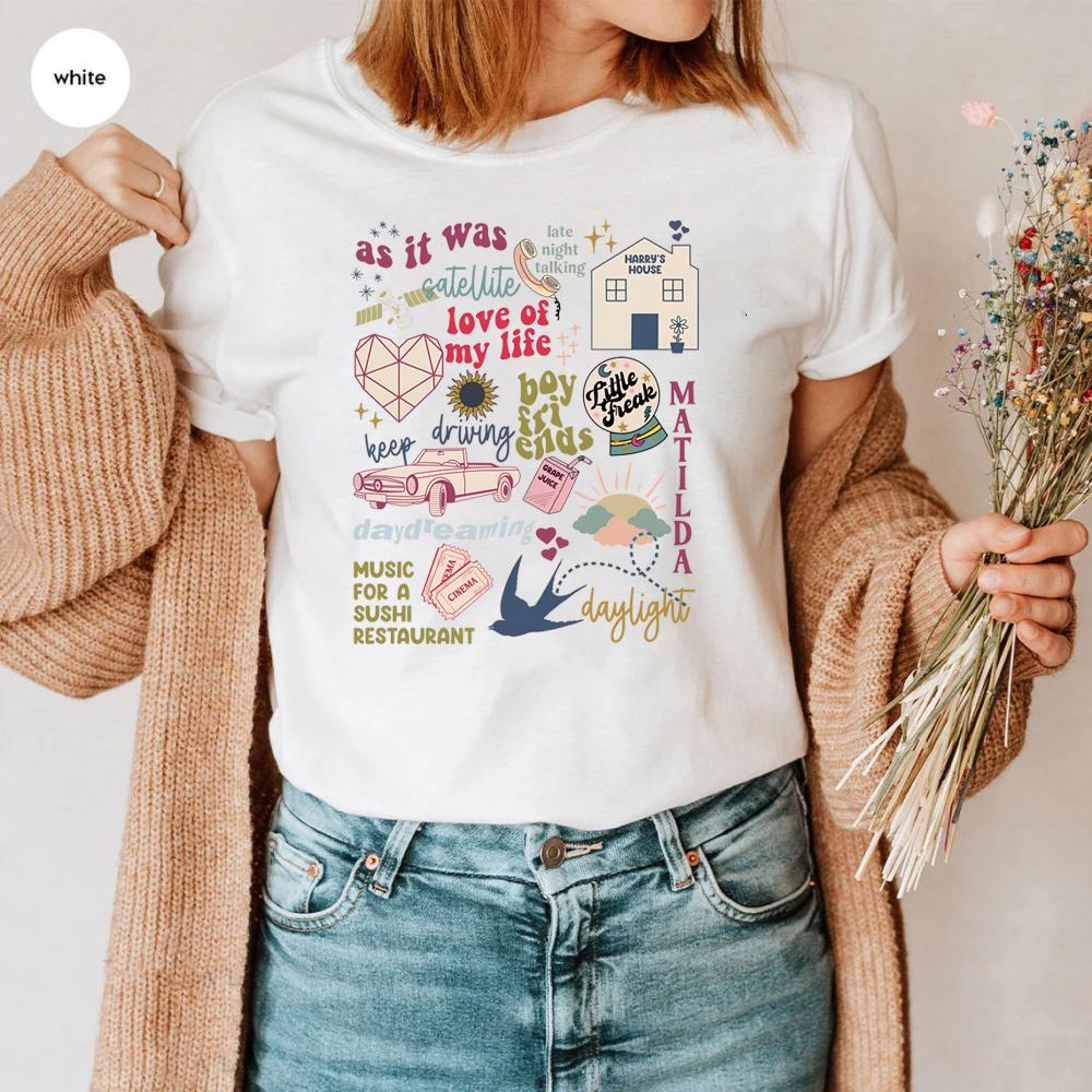 Harrys House Music List Tshirt As It Was HS TPWK Shirt Women Y2k Style Vintage Graphic Tee Love on Tour 2023 Tees Fans Gift