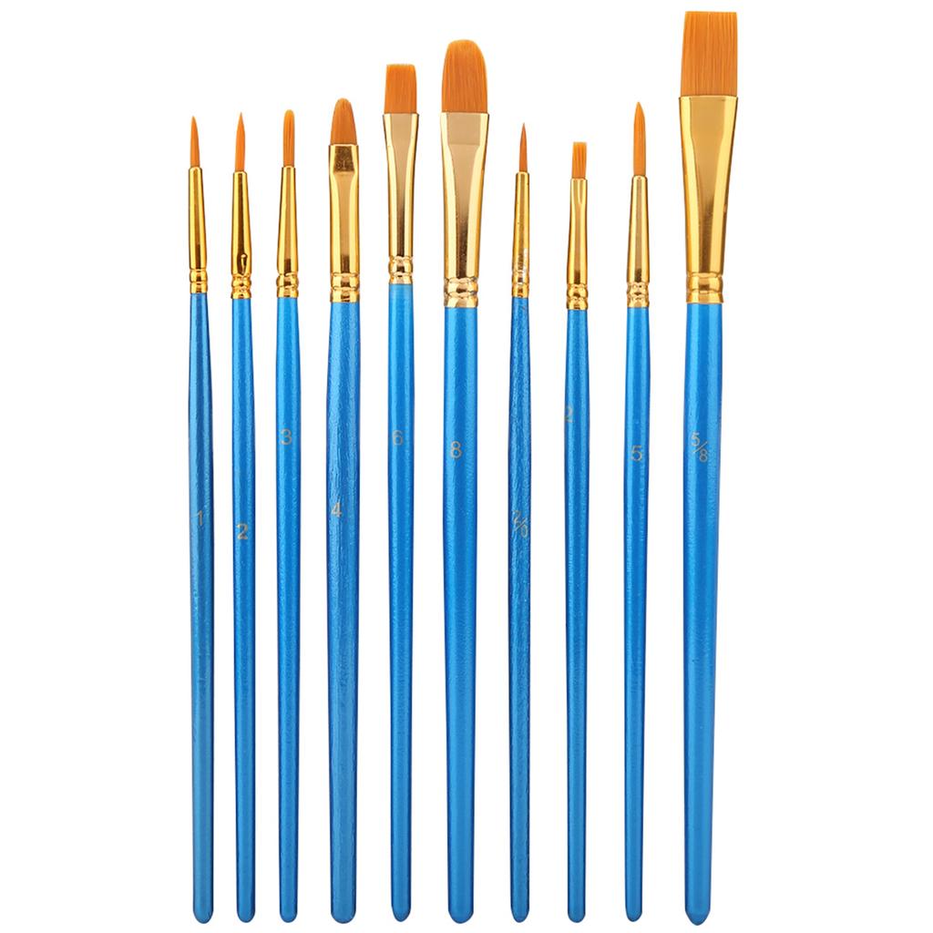 10 Stück Kinder Malen Nylonhaar Pinselset Kunsthandwerk Malen Aquarell Pinselset