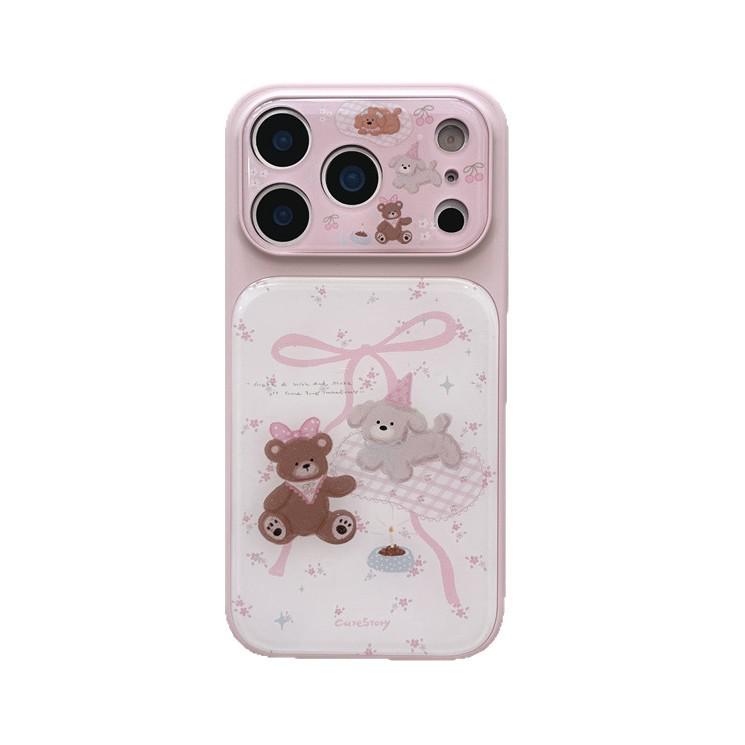 Pink Floral Bear iPhone 17/16/15/14 Pro Max Case