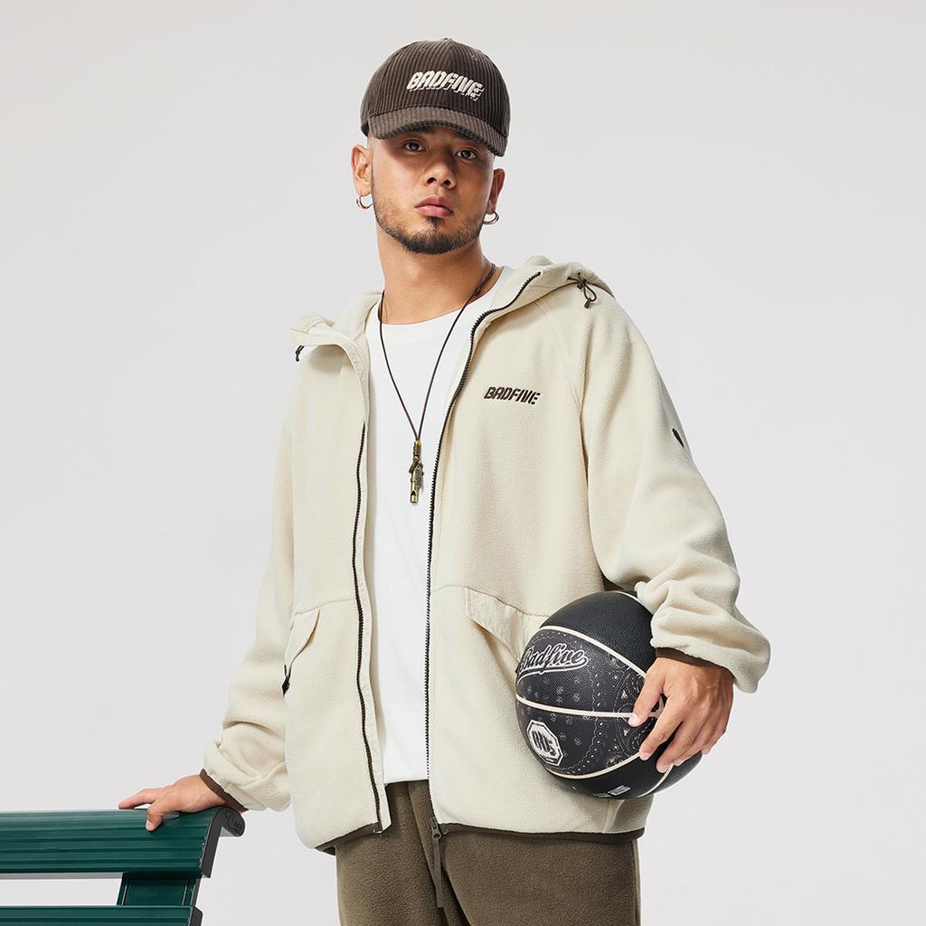 Li-Ning Anti-Five Series Loose Comfortable Warm Fleece Jacket Men Jacket Rock-White Gray AFDU499-1