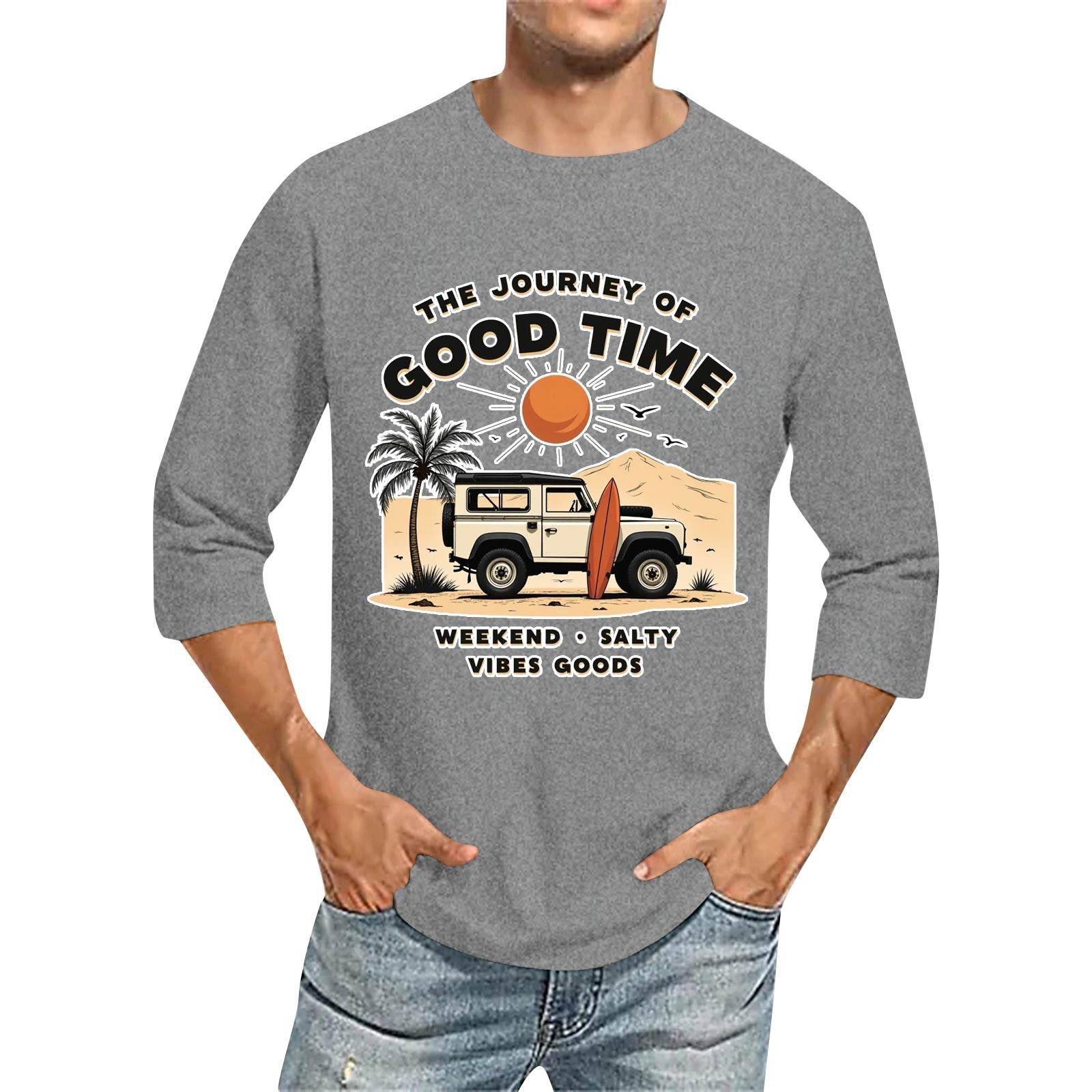 

Чоловіча повсякденна модна футболка з круглим вирізом і рукавом три чверті L