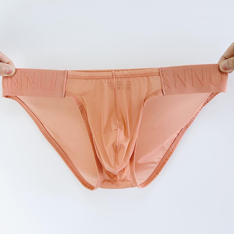 1/3 ks Ice Silk Sexy pánské měkké spodní prádlo Kalhotky, spodní kalhotky s nízkým pasem pro muže Prodyšné, vysoká vidlička Pánské vypouklé kalhotky U móda