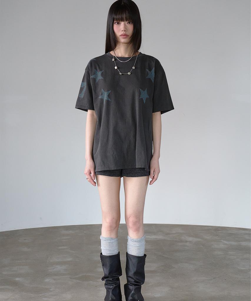 PRENDA Three Star Pigment Short Sleeve Black