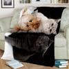 Hřejivá a útulná roztomilá flanelová deka se vzorem kočky na gauč, postel, pohovku, do kanceláře - Měkká a uklidňující deka s digitálním potiskem