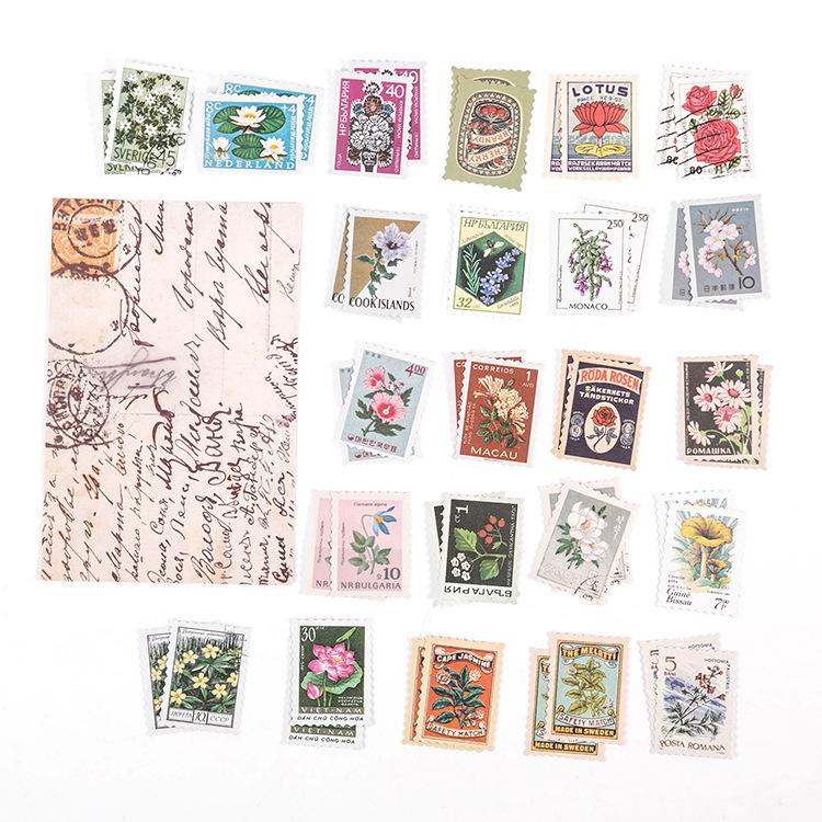 46 pcs Vintage stamp style Stickers pack Decorative Hand Account Diary Album handmade Diy Scrapbooking accessories