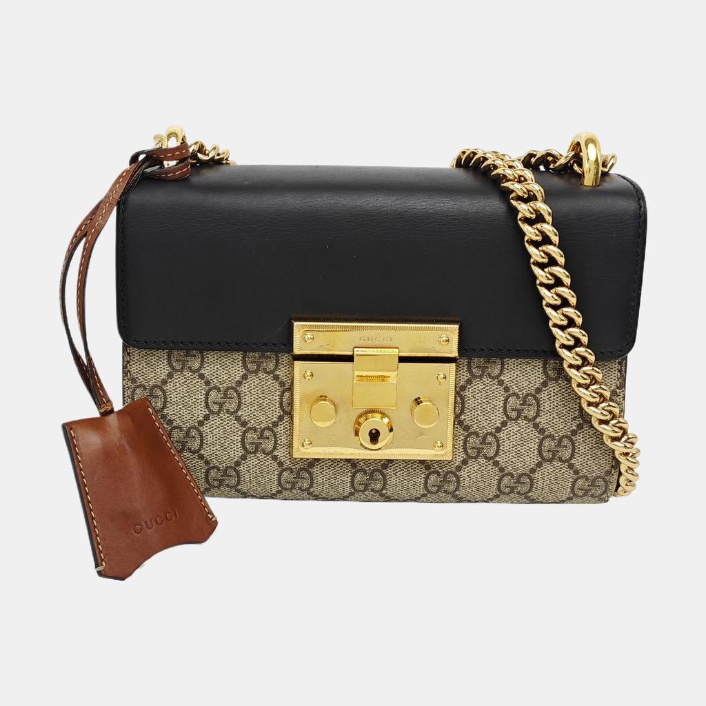 [Pre-Owned] Padlock Moonlight Treasure Box Series Metal Lock Logo Canvas And Leather Crossbody Bag Small - Very Good #1OOWI87