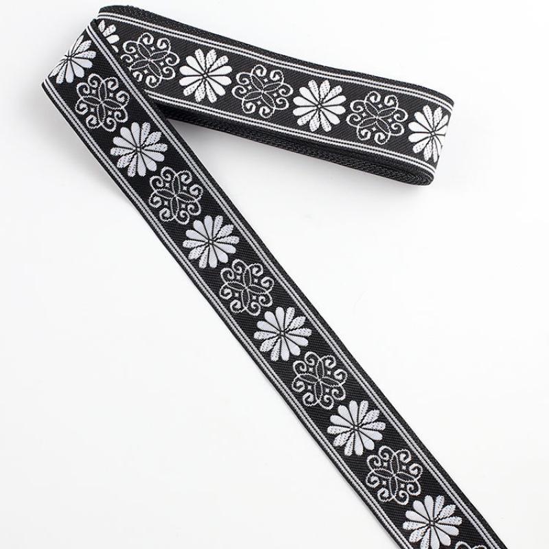 Traditional Ethnic Lace Trim with Black & White Patterns for Clothing, Carpets, & Accessories